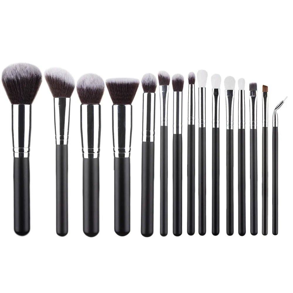 15 pieces makeup brush set eye shadow brush concealer brush wooden handle makeup makeup brush with storage bag
