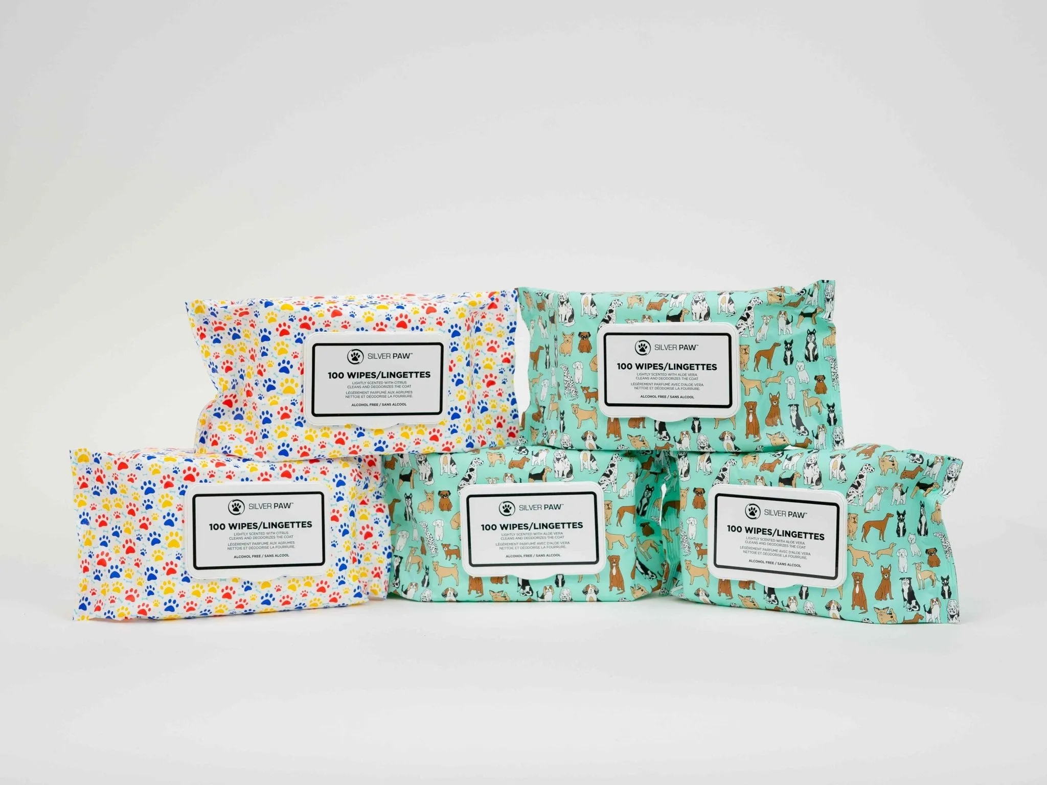 5 Pack Scented Dog Wipes -  500 Total