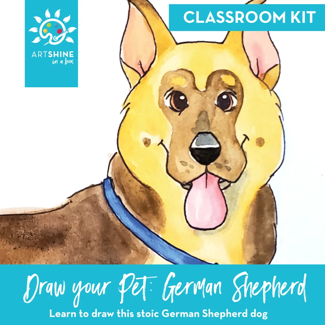 Art Kits   Video Tutorial | Drawing & Watercolour Project | German Shepherd (Classroom Kit)