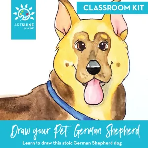 Art Kits   Video Tutorial | Drawing & Watercolour Project | German Shepherd (Classroom Kit)