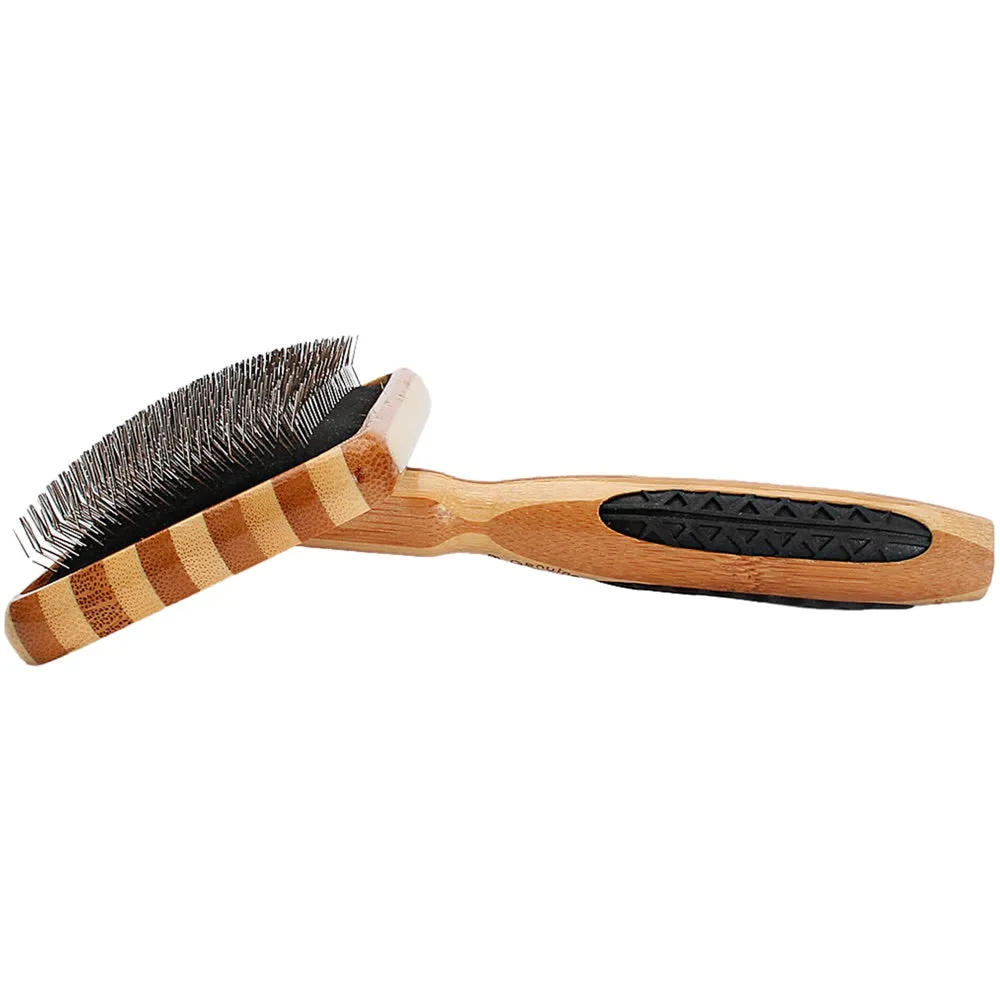 Bass Brushes De-Matting Soft Pin Striped Slicker Brush For Cats & Dogs (Large)