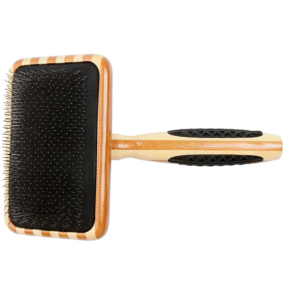 Bass Brushes De-Matting Soft Pin Striped Slicker Brush For Cats & Dogs (Large)
