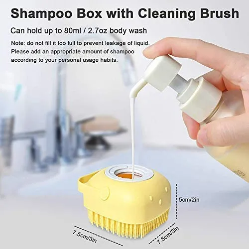 Siliconne masaage Bath Brush, Body Scrubber with Soap Dispenser Brush, Silicone Exfoliating Brushes, Soft Body Exfoliator, Bath Loofah for Babies, Kids, Women, Men and Pets (Multicolor) - Pack of 1