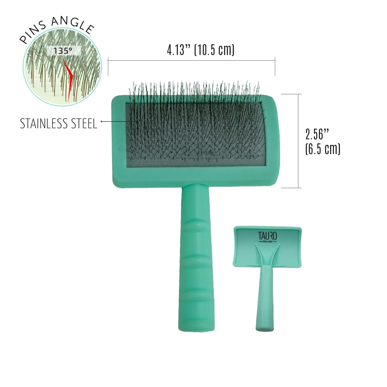 Tauro Pro Line Ergonomic Plastic Dog & Cat Brush Curved Stainless Steel Teeth For Detangling And Comfortable Brushing, teeth 0.79 in, thin
