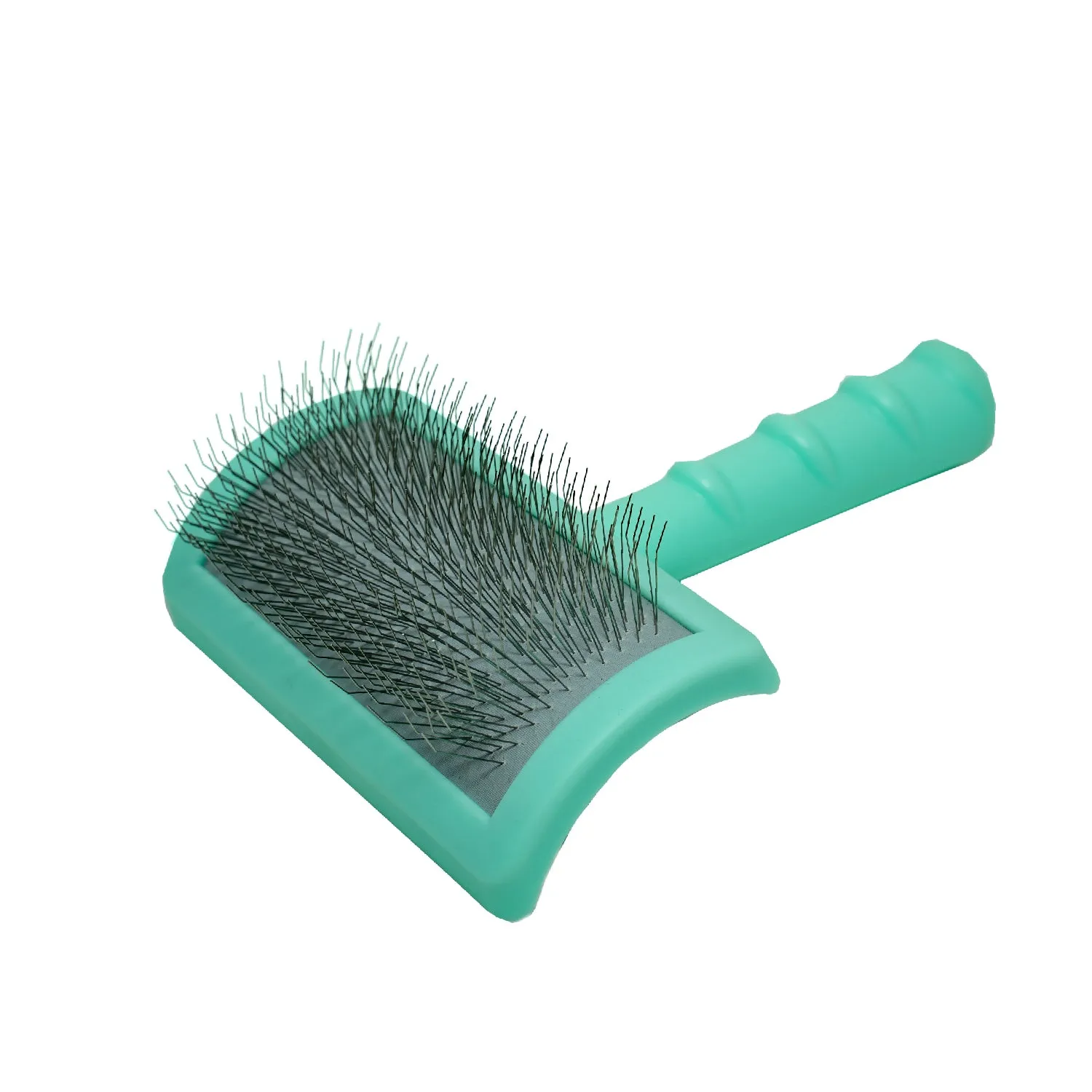 Tauro Pro Line Ergonomic Plastic Dog & Cat Brush Curved Stainless Steel Teeth For Detangling And Comfortable Brushing, teeth 0.79 in, thin