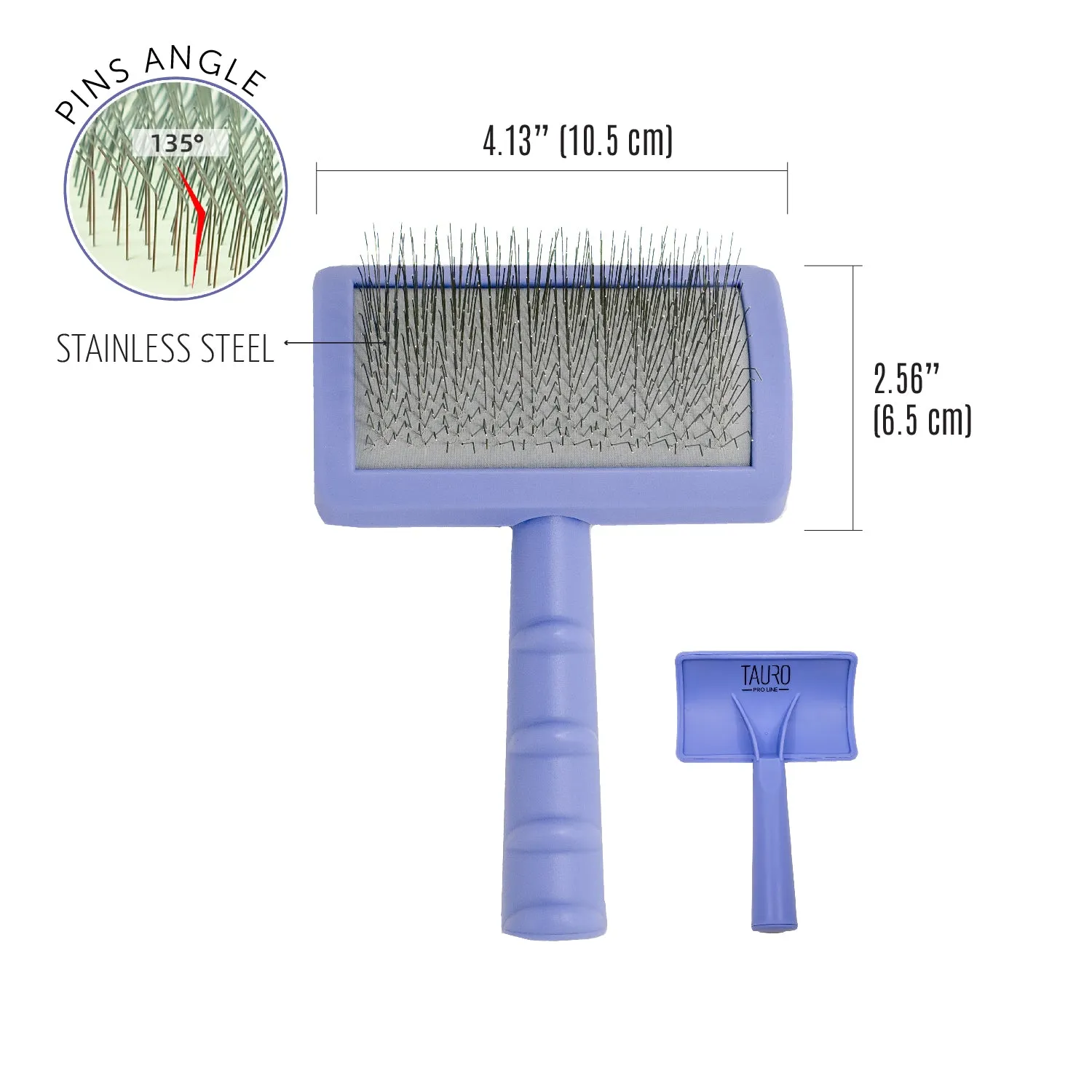 Tauro Pro Line Ergonomic Plastic Dog & Cat Brush Curved Stainless Steel Teeth For Detangling And Comfortable Brushing, teeth 0.79 in, thin