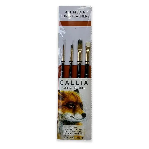 Willow Wolfe - Callia Artist Brushes - All Media Fur & Feather - 4 Brush Set